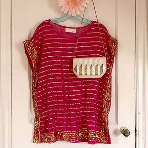 Chico’s US size 2 Magenta and gold swim top tunic